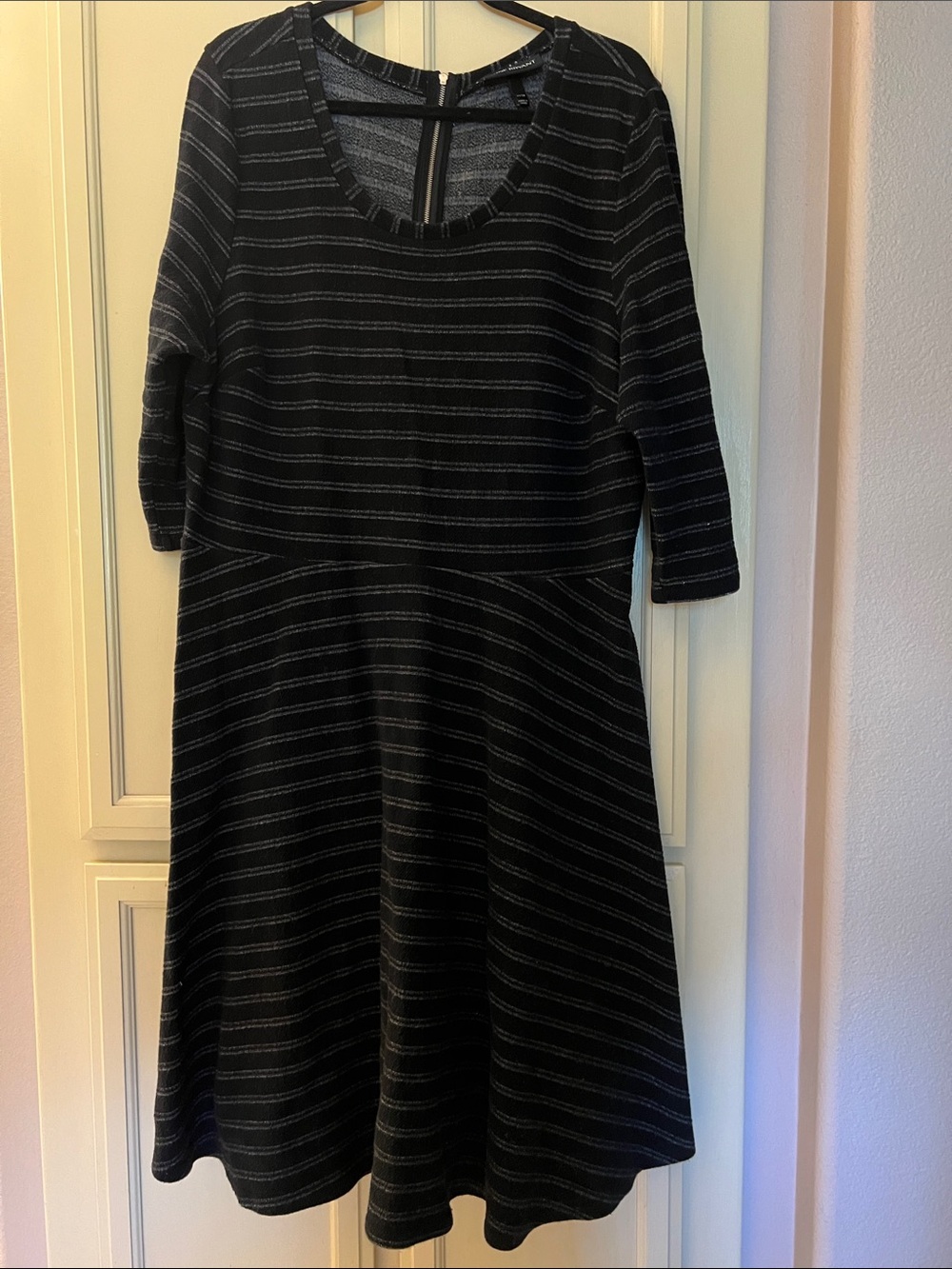 22/24 heavier Lane Bryant Black Dress with Subtle Gray Stripes
